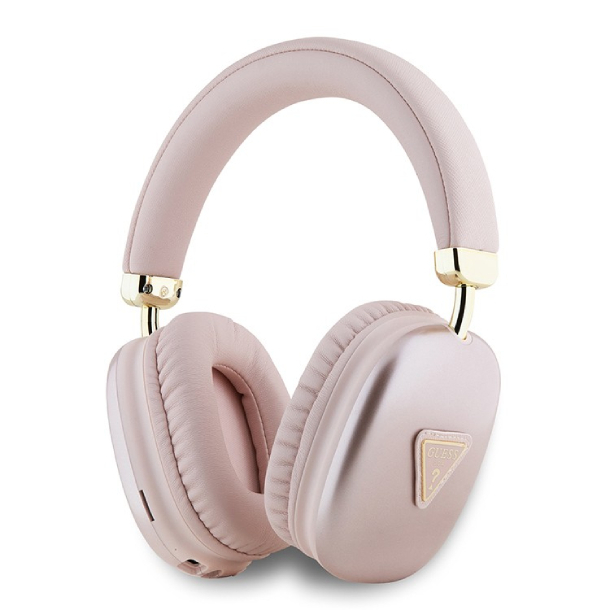 Беспроводные накладные наушники Guess Bluetooth Headphones PU Saffiano Triangle Metal Logo, Розовый
