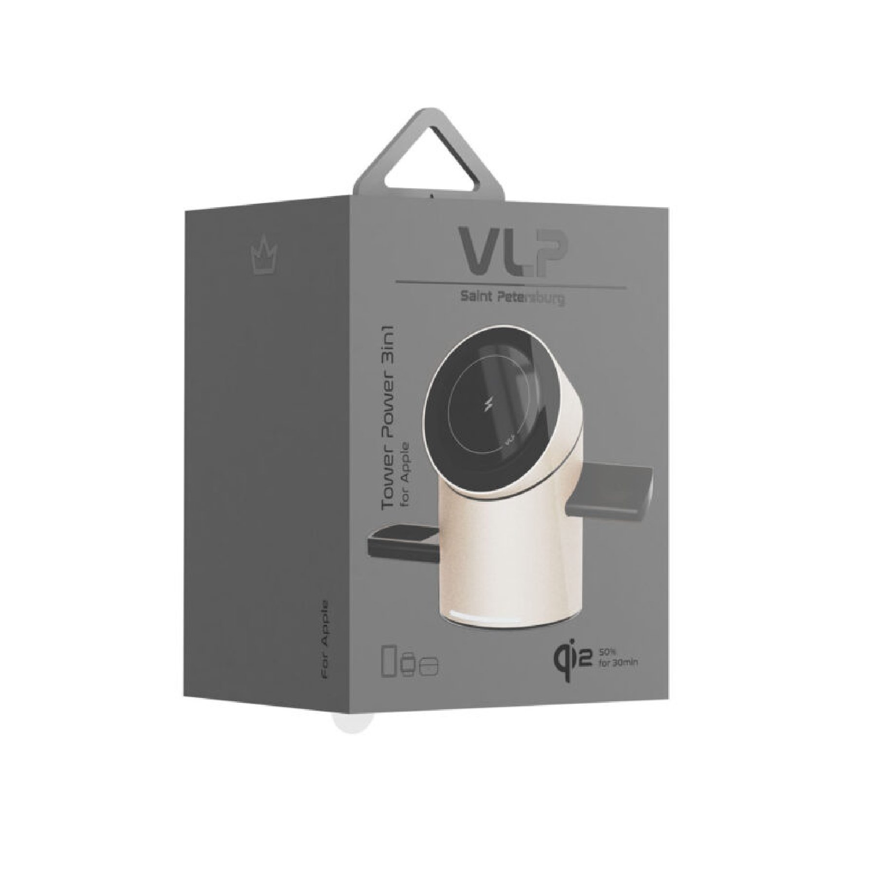 Беспроводное зарядное устройство «vlp» Tower Power 3 in 1 для Apple, натуральный титан