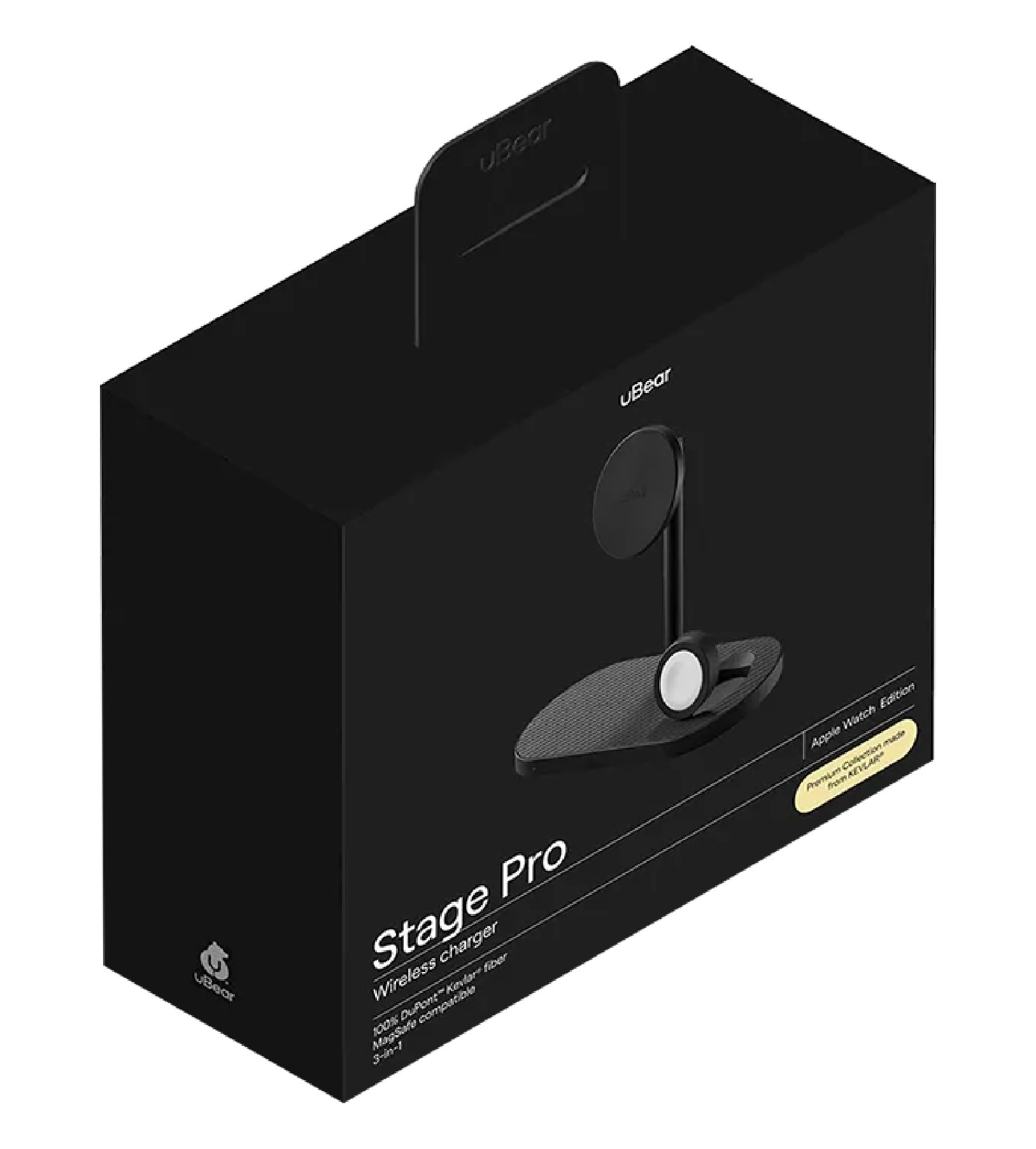 Беспроводное зарядное устройство Ubear Stage Pro 3 в 1 Magnetic Kevlar, черный