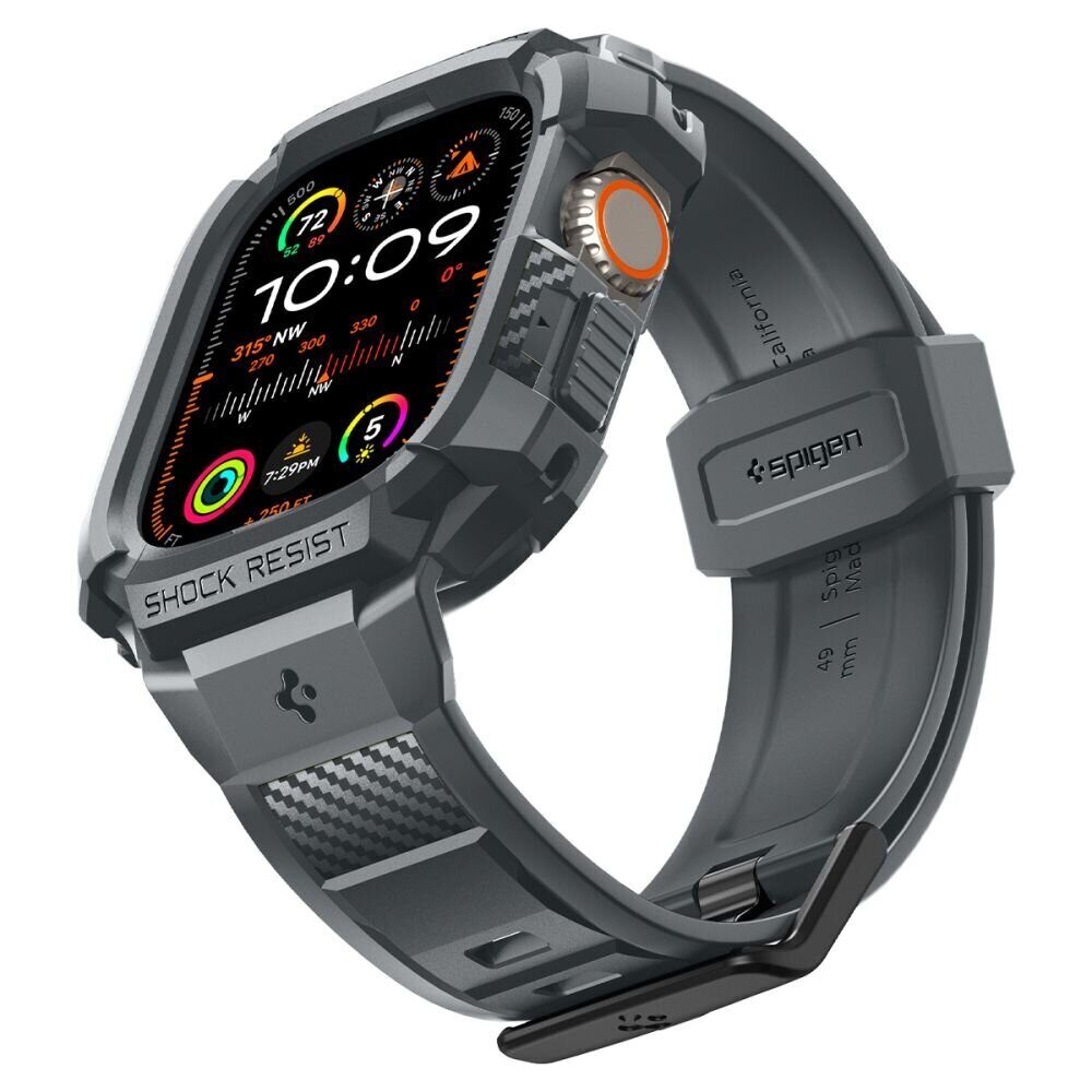 Ремешок+защитный чехол SPIGEN RUGGED ARMOR ”PRO” для Apple Watch Ultra 1 / 2 (49 мм), Темно-серый